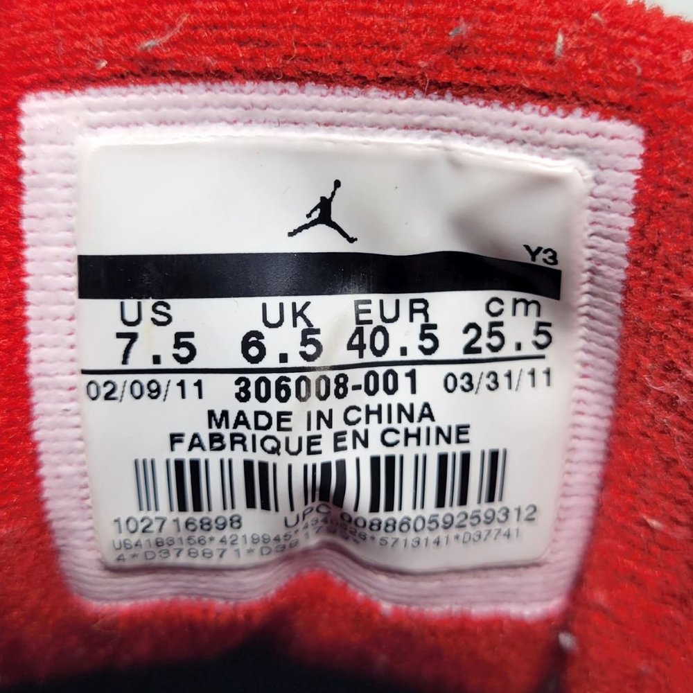 Air Jordan 11 XI Retro Low IE 'Black Red' BRED 2011 306008-001 7.5 1 4 6 12 13 - Picture 15 of 16
